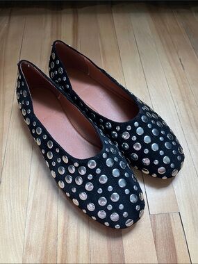 Women's Black Studded Ballet Flats